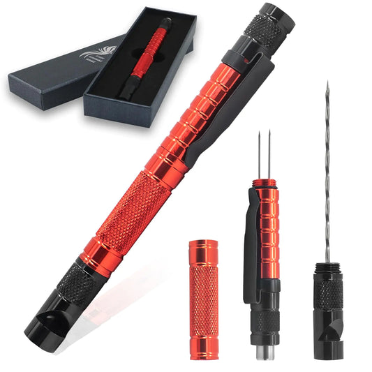 Cigar Unclogging Multitool Set Cigar Punch Tool with Cigar Draw Enhancer & Cigar Nubber for Easy Cutting of Blocked Cigars and Enjoy The Last inch Cigar Without Getting Burned (Black + Red)
