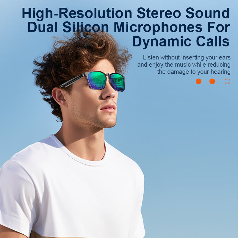 Ai Translation Smart Glasses with Bluetooth for Men Women with 140 Language Color-Change Lens Clear Headphone with Speaker Sunglasses-2