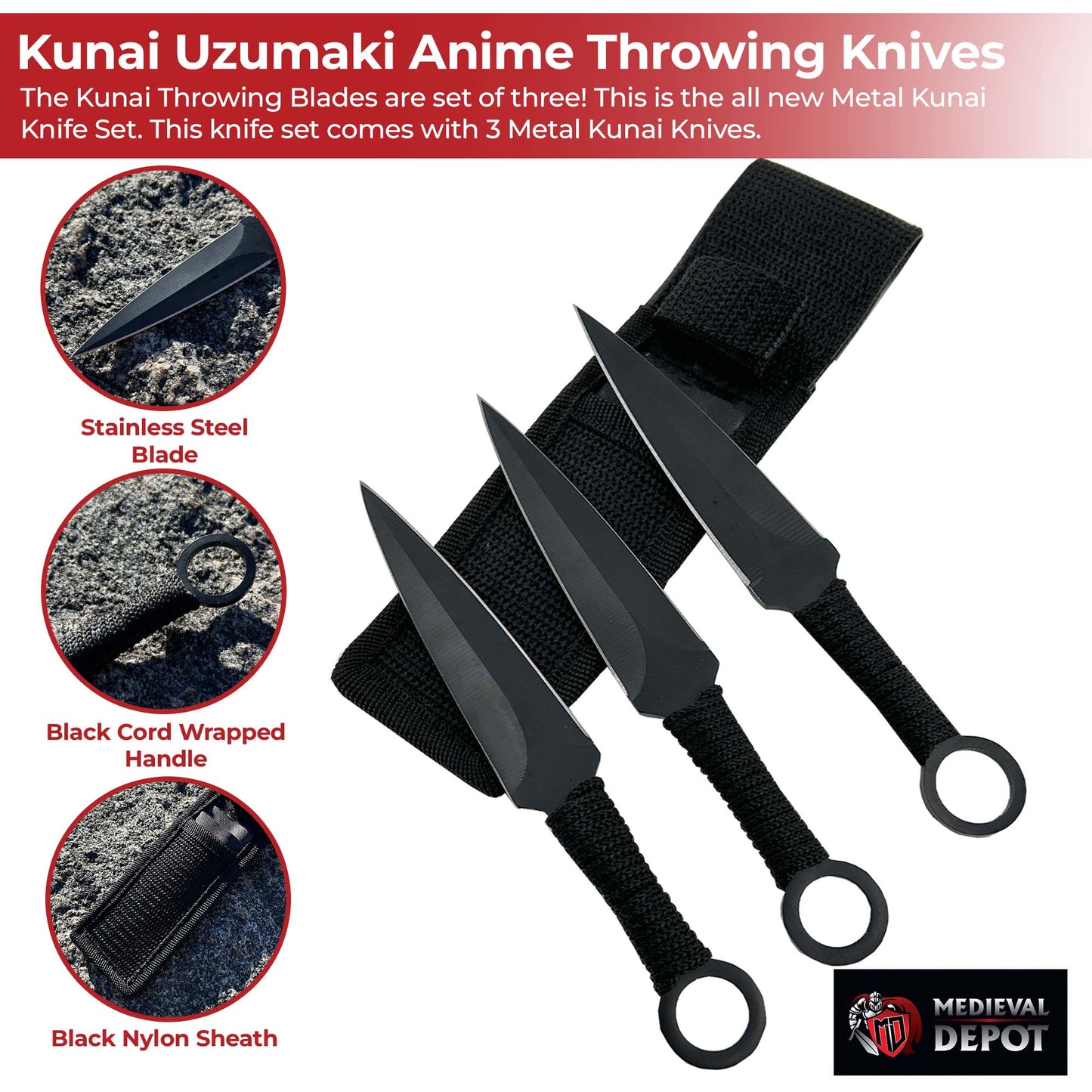 Kunai Uzumaki Anime Manga Throwing Knives-2